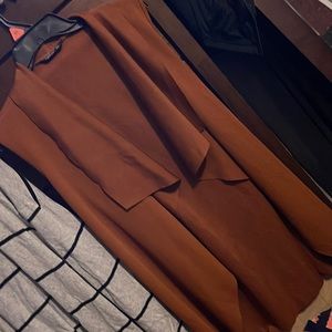 Pumpkin burnt orange flowy vest with tie